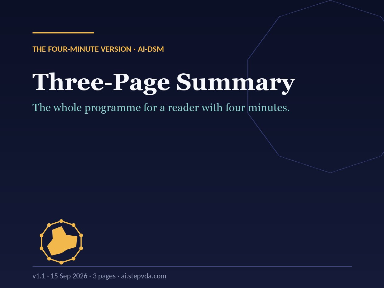 Cover of AI-DSM — Three-Page Summary